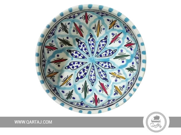 handpainted-ceramic-handmade-bowl-dark-blue-pattern-moroccan-traditional-Multi-Colors-Orange-red-green-blue-White.