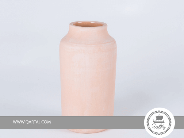 Terracotta, Cylindrical vase Tunisian Ghozzi Pottery, wood fired handmade 