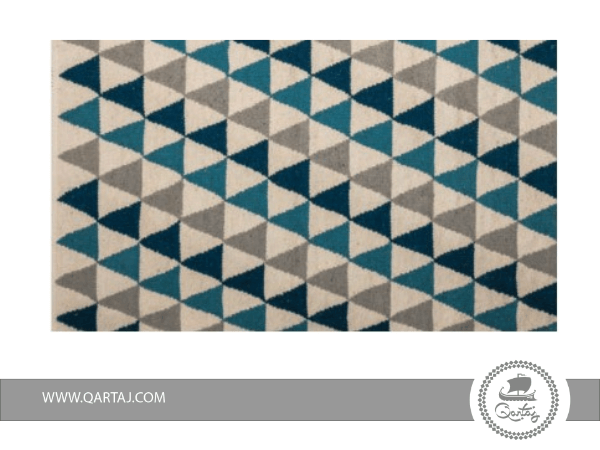 Triangle-Lines-Rug-handmade-white-blue-turquoise-grey