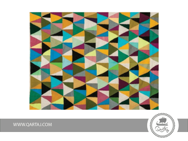 Tunisian-Handicraft-rugs-Triangle-orange-yellow-green-turquoise-black