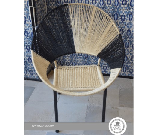 Tunisian Handmade black And Light Brown Hoop Chair