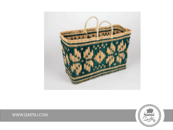 Tunisian-Handmade-Couffin-Koffa-Basket-Green-and-natural-color