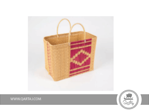 Tunisian Handmade Couffin, Koffa, Basket, Vegetal Fiber,Red color    