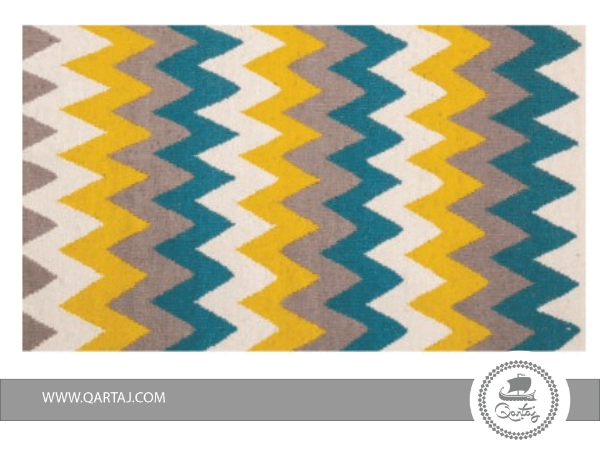 Waves-Rug-white-grey-yellow-turquoise-Handwoven-In-Tunisia