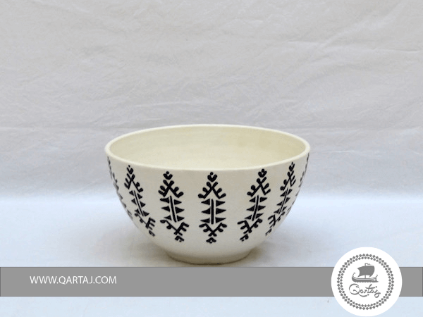 White & Black Decorated Ceramic Bowl
