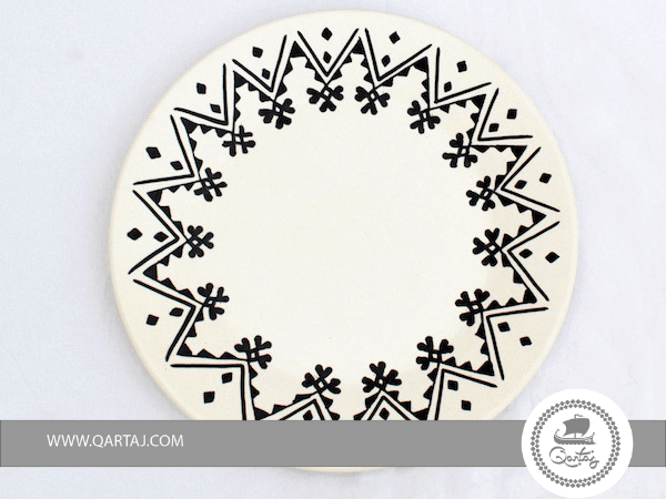 White & Black Decorated Ceramic Plate
