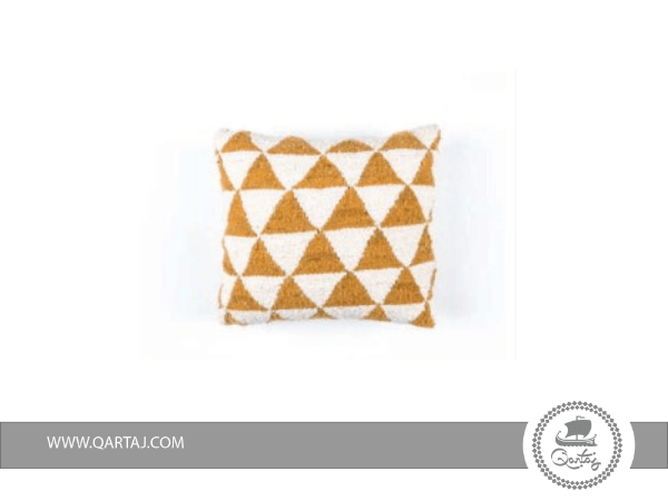 White-&-yellow-triangle-Cushion-Tunisian-handicraft