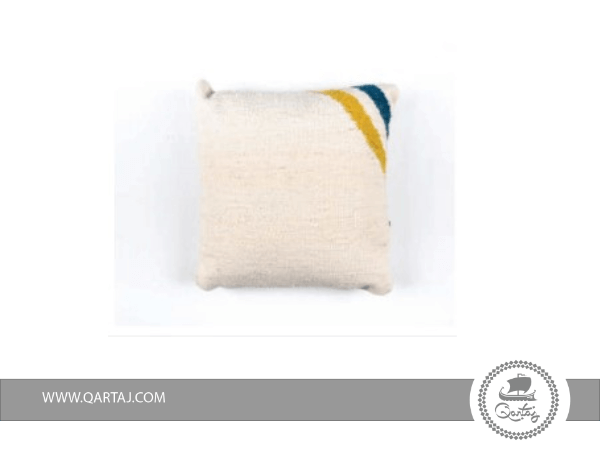white-cushion-with-yellow-and-blue-line