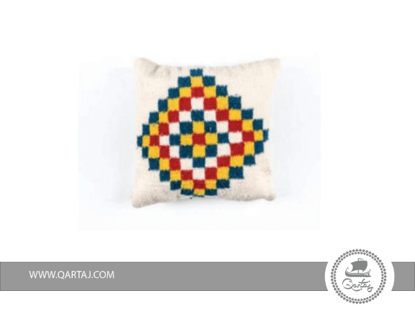 white-turquoise-yellow-red-artisan-cushion