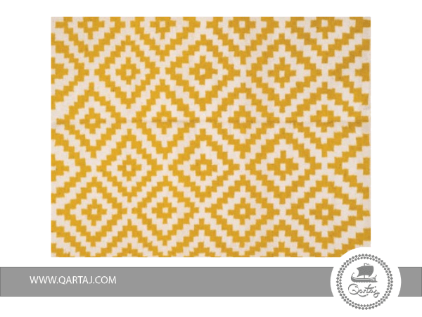 Yellow-&-White-Waves-Rug-Tunisian-Carpet