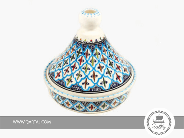 Handmade ceramic Tajine, Blue Tunisian ceramics