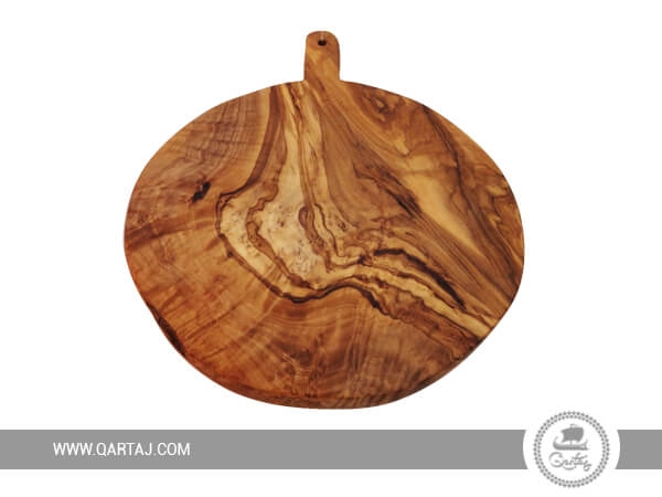 Olive Wood Round Board With Handle Medium, Wooden Board Dimensions