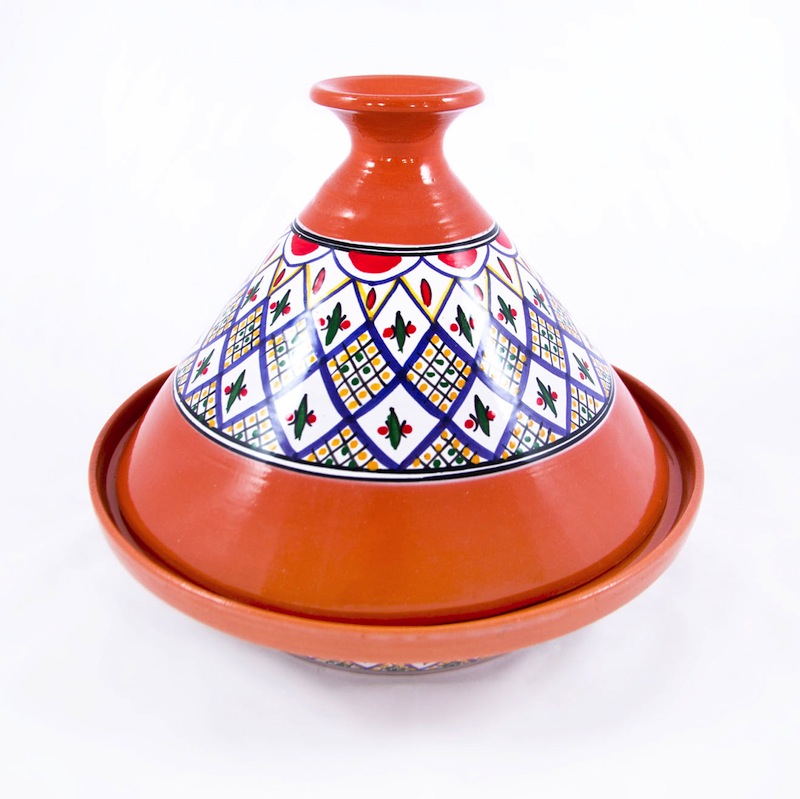 Beautiful Tagine in A Tunisian Rainbow Design Handmade & Hand Painted Moroccan Style Ex Large 