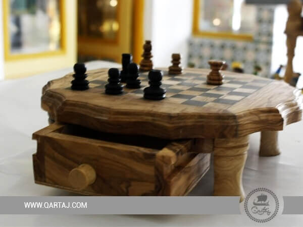Chess table olive wood