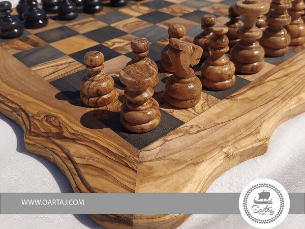 Custom Made Resin and Live Edge Olive Wooden Chess Board 