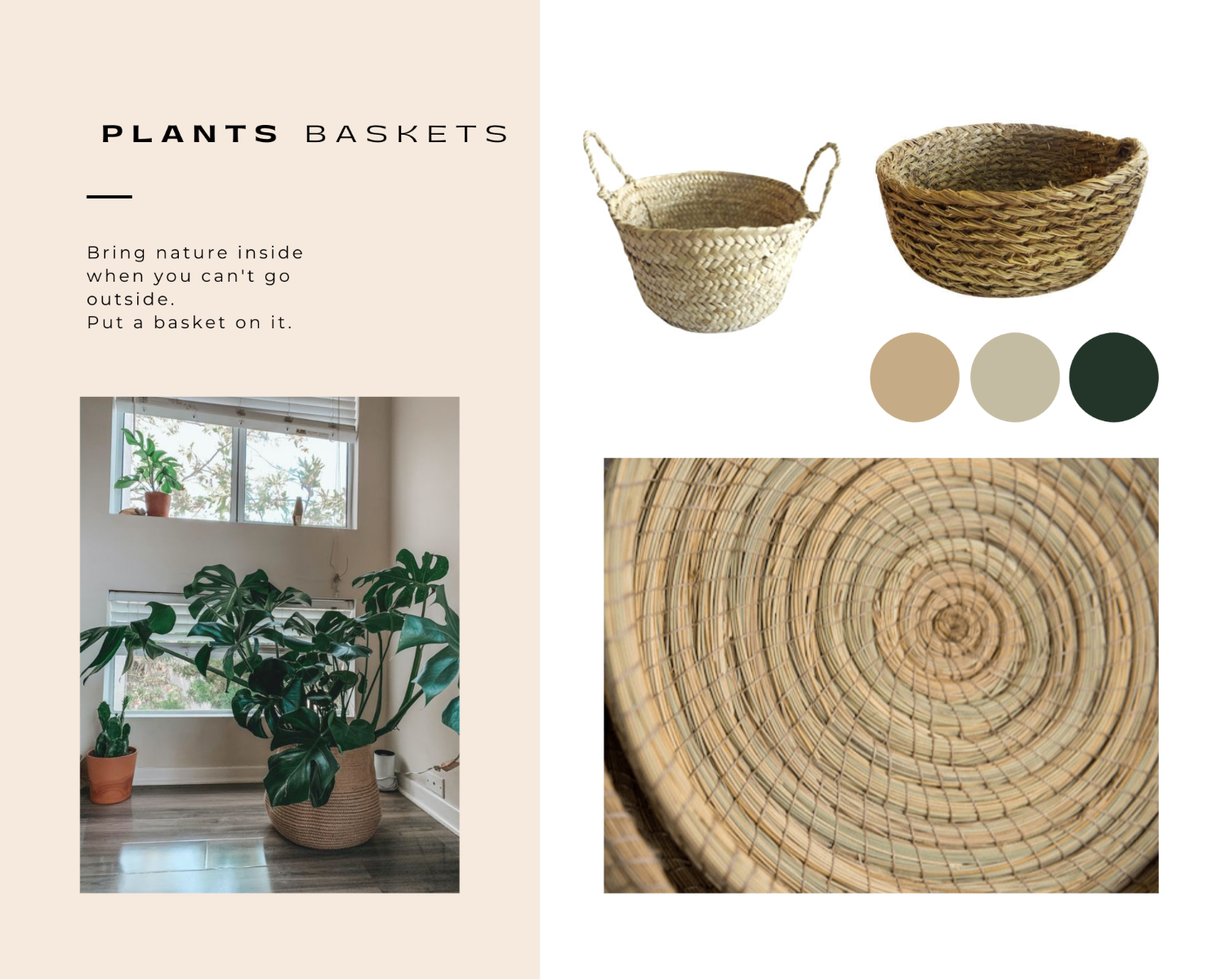 blogpost quarantaine life moodboard baskets plants monstera pinterest natural halfa fiber boho