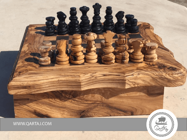 Beldinest Handmade Large Olive Wood Chess Board Set (Tunisia) 